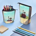 thumbnail image 4 of Xecao Elehpant And A Giraffe Looking At The Sea Print Telescopic Pencil Bag Pen Holder Pop Up Stationery Case Stand-up Retractable Transformer Bag Standing Organizer, 4 of 6