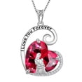 thumbnail image 1 of Juwaliy Collar Madre E Hija Plata de Ley 925 Rojo Corazón de Amor Rubí Piedra de Nacimiento de Julio Dije Joyería Mujer Cumpleaños Navidad Mother's Day Regalo para Mamá, 1 of 6