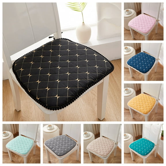 Ludlz Chair Mat Zipper Design Comfortable Seat Cushion Easy to Clean Strap Fixed Chair Cushion for Home Office