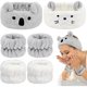 thumbnail image 1 of wonima11 Face Wash Headband and Wristband Set, Cute Makeup Spa Skincare Headbands Wrist Bands for Washing Face Headband for Women Girls Elastic Animal Hair Band (White&Grey), 1 of 1