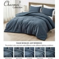 thumbnail image 5 of Chezmoi Collection Cliff 3-Piece Lightweight Cooling Comforter Set, Queen- Rayon Derived from Bamboo & Polyester Blended, Soft Breathable Bedding for Hot Sleepers, Steel Blue, 5 of 9