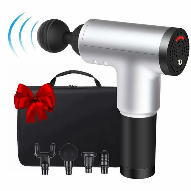 Deep Tissue Percussion Muscle Massage Gun Handheld Neck, Back, Arms, Thighs, Calves|Portable Massaging Gun Xmas Gift for Man Womens - Silver(Simple style)