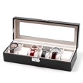 BETT 6 Watch Storage Organizer Case Leather Box Plastic Top Display ...