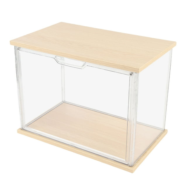 Boîte d'Exposition pour Figurines en Plastique, Boîte d'Action pour Figurines de Collection, Rangement pour Poupées, Jouets d'Organisation, Base en Bois, Plastique et Bois, Adaptée pour Montrer