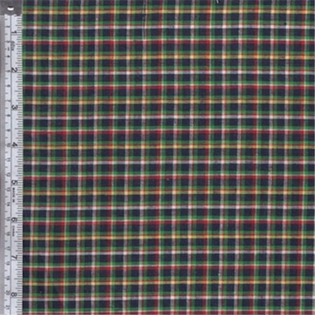 Textile Creations RW0131 Rustic Woven Fabric, Plaid Navy, Green And Yellow, 15 yd.