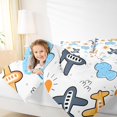 thumbnail image 4 of Castle Fairy Boys Girls Cute Aircraft Airplane 3 Pieces Queen Comforter Set,Transportation Theme Ultra Soft Bedding Sets,Cartoon Plane Bedding Comforter Set Breathable,Breathable Home Decor, 4 of 8