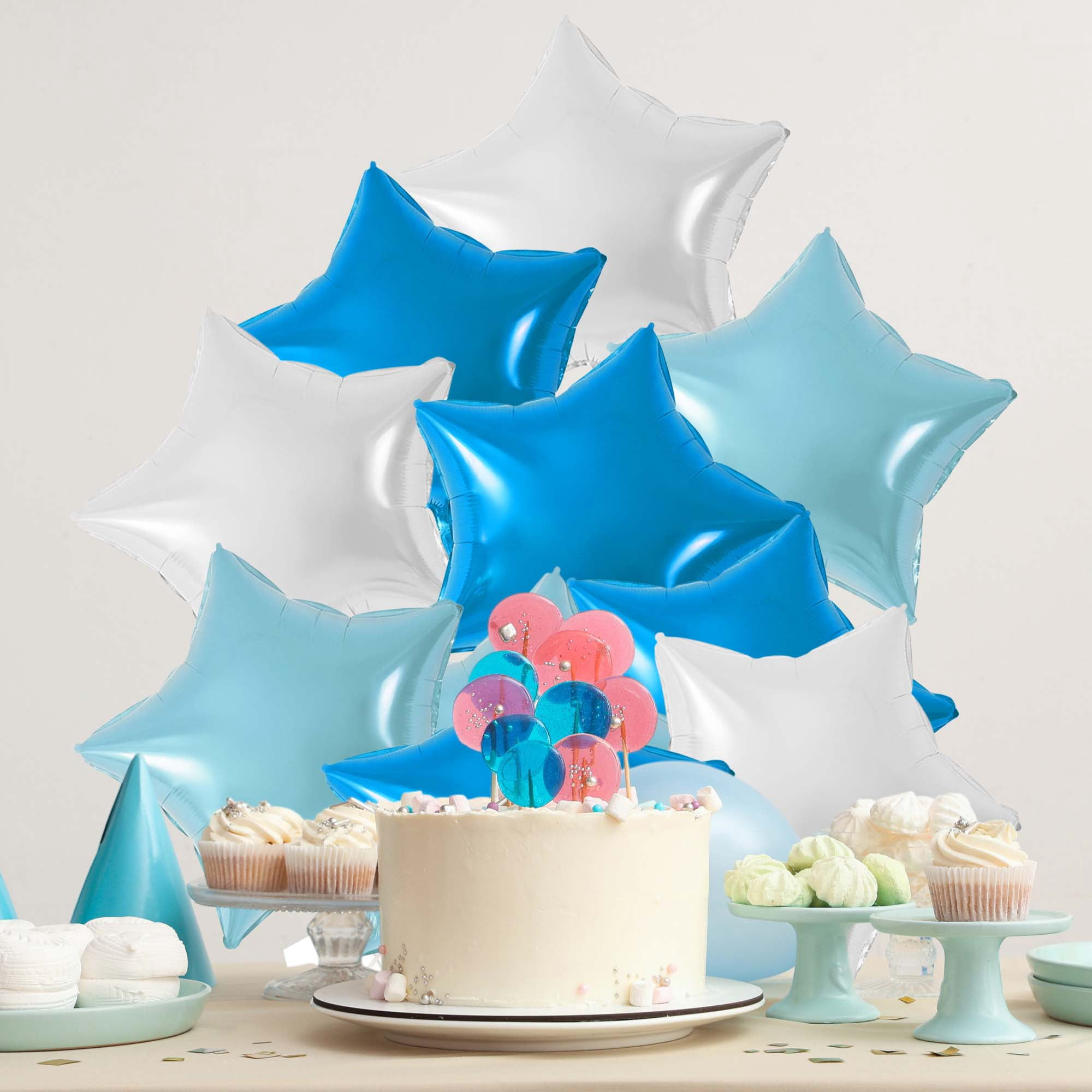 Unique Bargains 10Pcs Helium Balloons with Ribbon Star Pattern Silver Tone Light