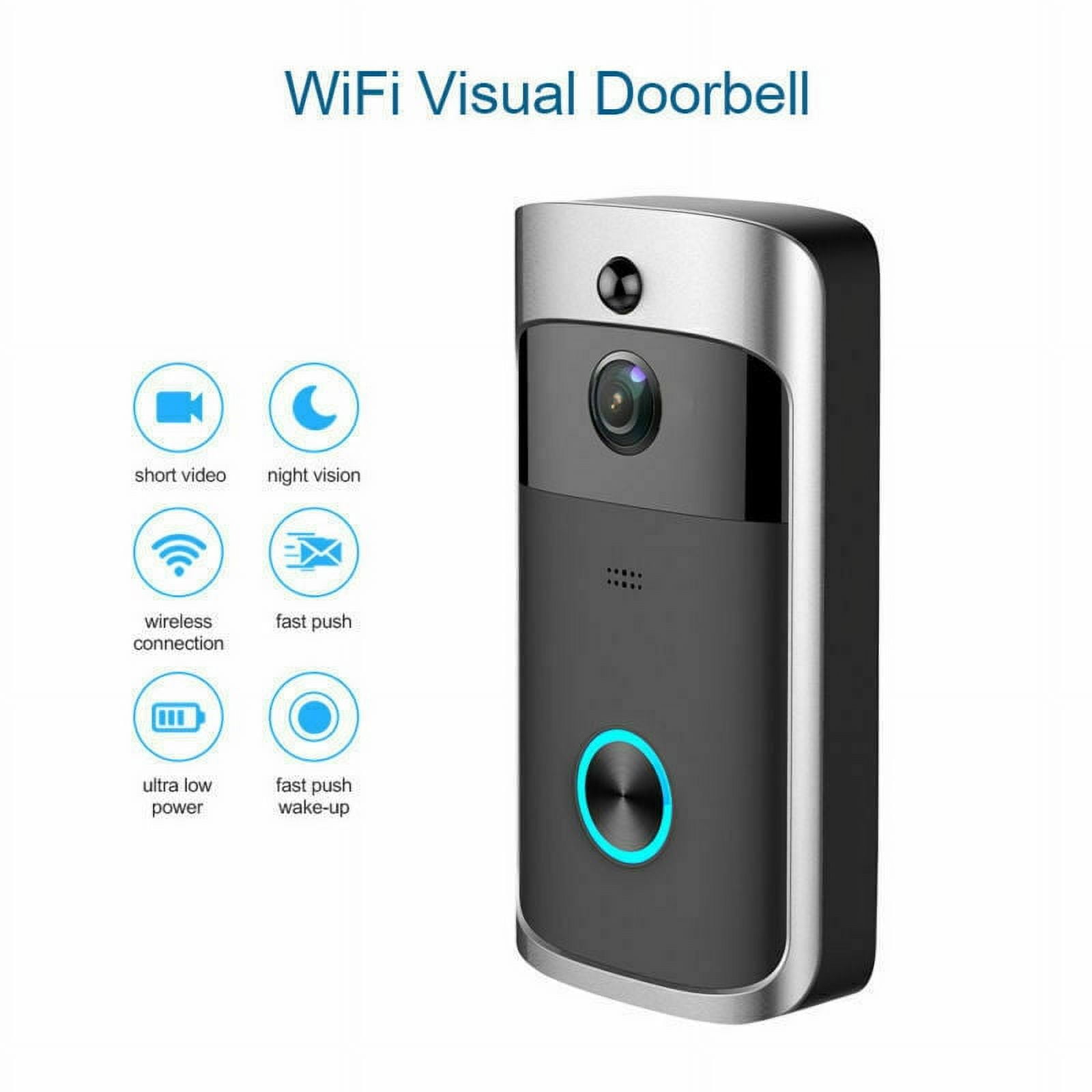 EQWLJWE Wireless WiFi Video Doorbell Smart Phone Door Ring Intercom  Security Camera Bell Motion Detection Night Vision Waterproof Real-Time  Alerts Easy Installation for iOS Android 