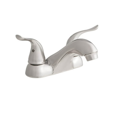 Mainstays 4-inch Centerset Bathroom Faucet with Push Pop-up, Dual Handle, Satin Nickel