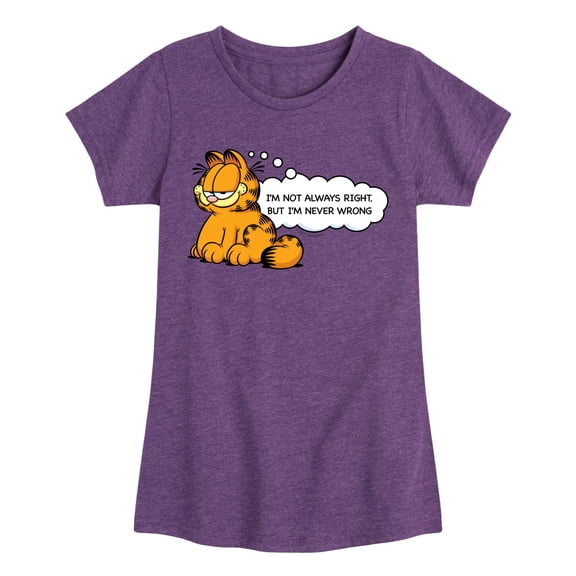 Garfield - Not Always Right - Toddler And Youth Girls Short Sleeve Graphic T-Shirt