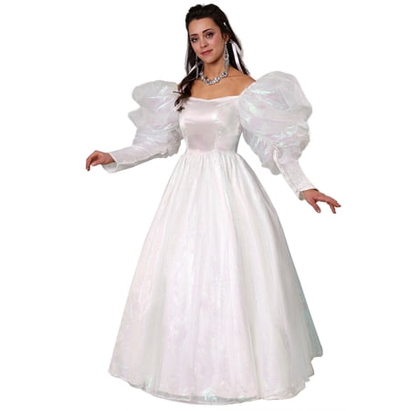 Labryrinth Adult White Sarah Costume for Women, Puffy Dress Halloween Outfit, Ballgown White Dress for Dressup
