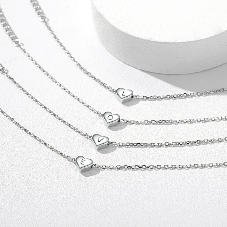 Women Bracelets Initial Charm Letter J Initial Bracelet Womens Sterling Silver Heart Letter Charm Bracelet