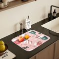 thumbnail image 5 of Yayeee Dish Drying Mat for Kitchen Counter 16" x 18" Microfiber Super Absorbent Coffee Decorative Pad, Pink Christmas Cups, 5 of 9