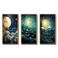 thumbnail image 2 of Designart "Blue Coral Ocean Rhapsody" Nautical & Beach Framed Wall Art Set Of 3 - Teal Ocean Frame Gallery Set For Office Decor, 2 of 7