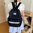 thumbnail image 6 of Cute Large Capacity Polka‑Dot Backpack with Lace Trim, Lightweight Multi‑Pocket Preppy Rucksack for Daily and Dating Use(Black), 6 of 9