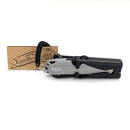 

Modern Box Cutter auto retract blade vanishing technology extra tape cutter at back dual side edge guide 3 blade depth setting 2 blades and - Grey Color 4000