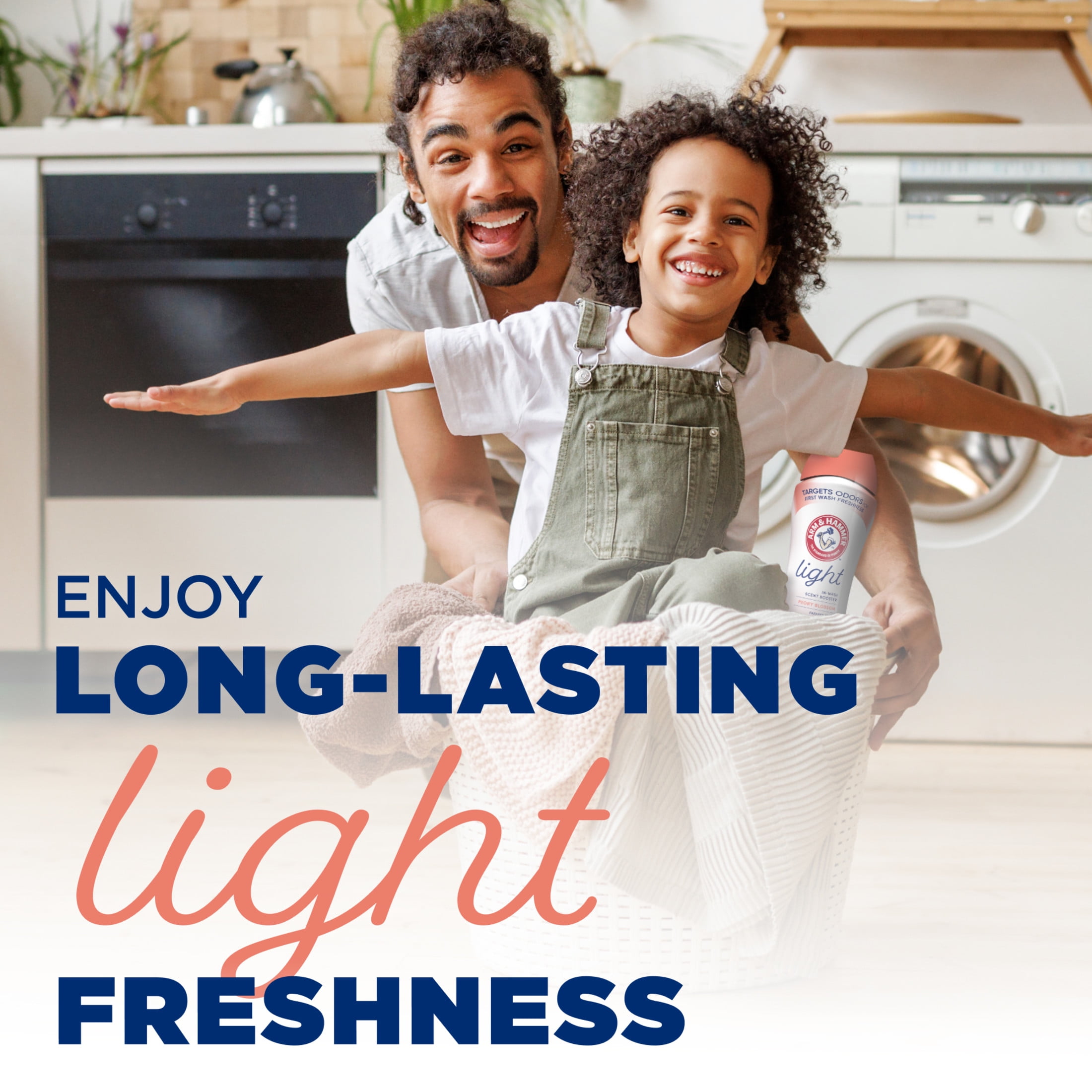 (4 pack) ARM & HAMMER Light In-Wash Scent Booster, No Heavy Perfumes, No Dyes, No Parabens, Peony Blossom Scent, 24 Oz