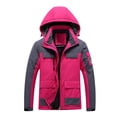 thumbnail image 2 of Babysbule Winter Jackets for Women Clearance Unisex Casual Patchwork Thicken Multi Pocket Hooded Zipper Windproof Waterproof Breathable Jacket Coats, 2 of 3
