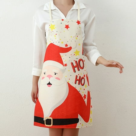 

Christmas Apron Easy to Clean Wear Resistant Multi Patterns Kitchen Cooking Baking Cleaning Apron for Daily Use Brown Fa