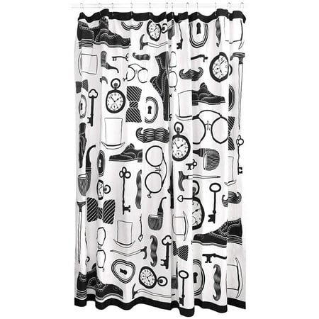 Jonathan Adler Mantique Fabric Shower Curtain Cotton Black White
