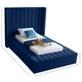 thumbnail image 3 of Meridian Furniture Kiki Solid Wood and Velvet Twin Bed in Navy, 3 of 9