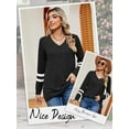 thumbnail image 4 of Hibeli Women Striped Colorblock Long Sleeve V Neck Lightweight Sweatshirt, 4 of 7