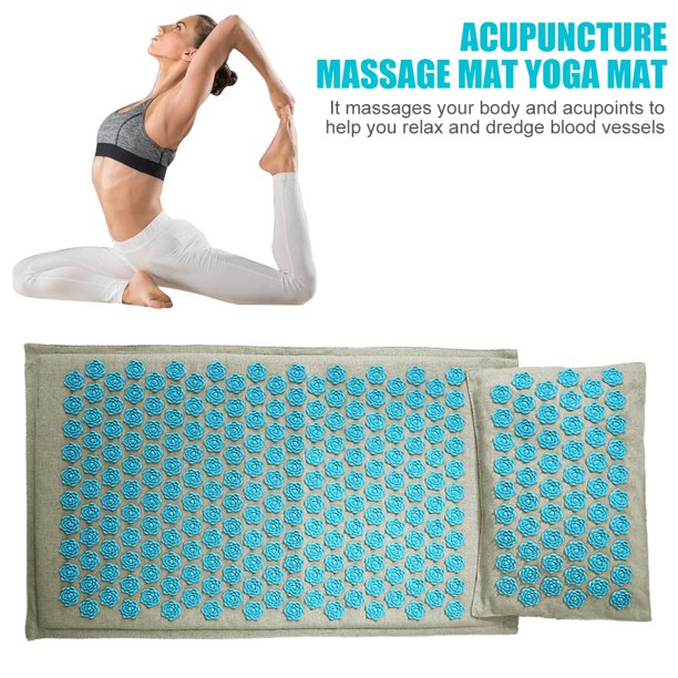 Esterilla deportiva de lino natural para Yoga cojín de acupresión con Likrtyny punta de loto alivia el dolor de espalda