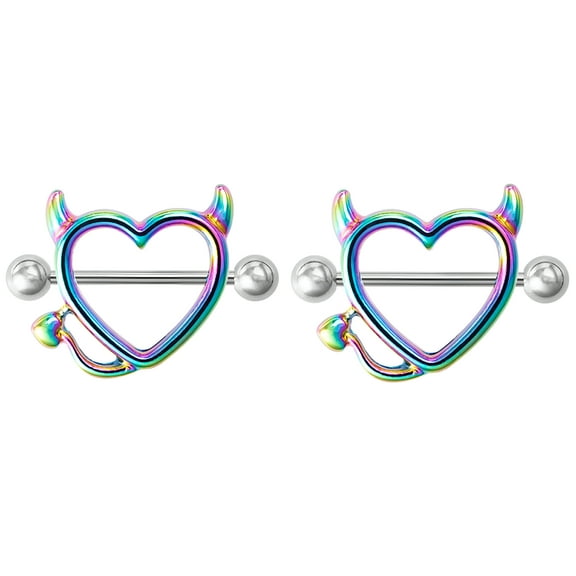 DESIGNICE Multicolor Steel Nipple Barbell Rings