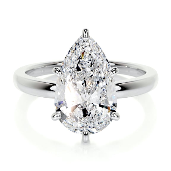 Blue Jewel Excellent 2.2 Ct Pear Cut Diamond Ring - Simple Solitaire Diamond Rings - White Gold Over 14K Silver Diamond Ring - Solo Diamond Ring for Her - Solitaire Engagement Wedding Silver Rings