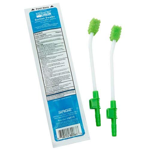 Toothette Soins Bucco-Dentaires Système d'Écouvillon à Succion à Usage Unique avec Perox-A-Menthe (50 Paquets, 2 Écouvillons/paquet)