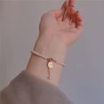 thumbnail image 4 of 8mm Pearl Bracelet with Fortune Charm | Gold-Tone Minimalist For Women, 4 of 6