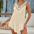 thumbnail image 2 of Wyobmus Robe de Plage à Franges pour Femmes Été Crochet Dentelle Robe de Plage Découpée Sans Manches Fluide Robe de Bikini de Resort Kaki*, 2 of 8