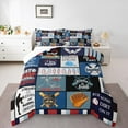 thumbnail image 2 of Feelyou Teens Baseball Player Bedding Comforter Set, Square Plaid Twin Comforter Sets, Cartoon Sport Theme Bedding Set, Super Cozy Room Decor, 2 Pieces, 2 of 8