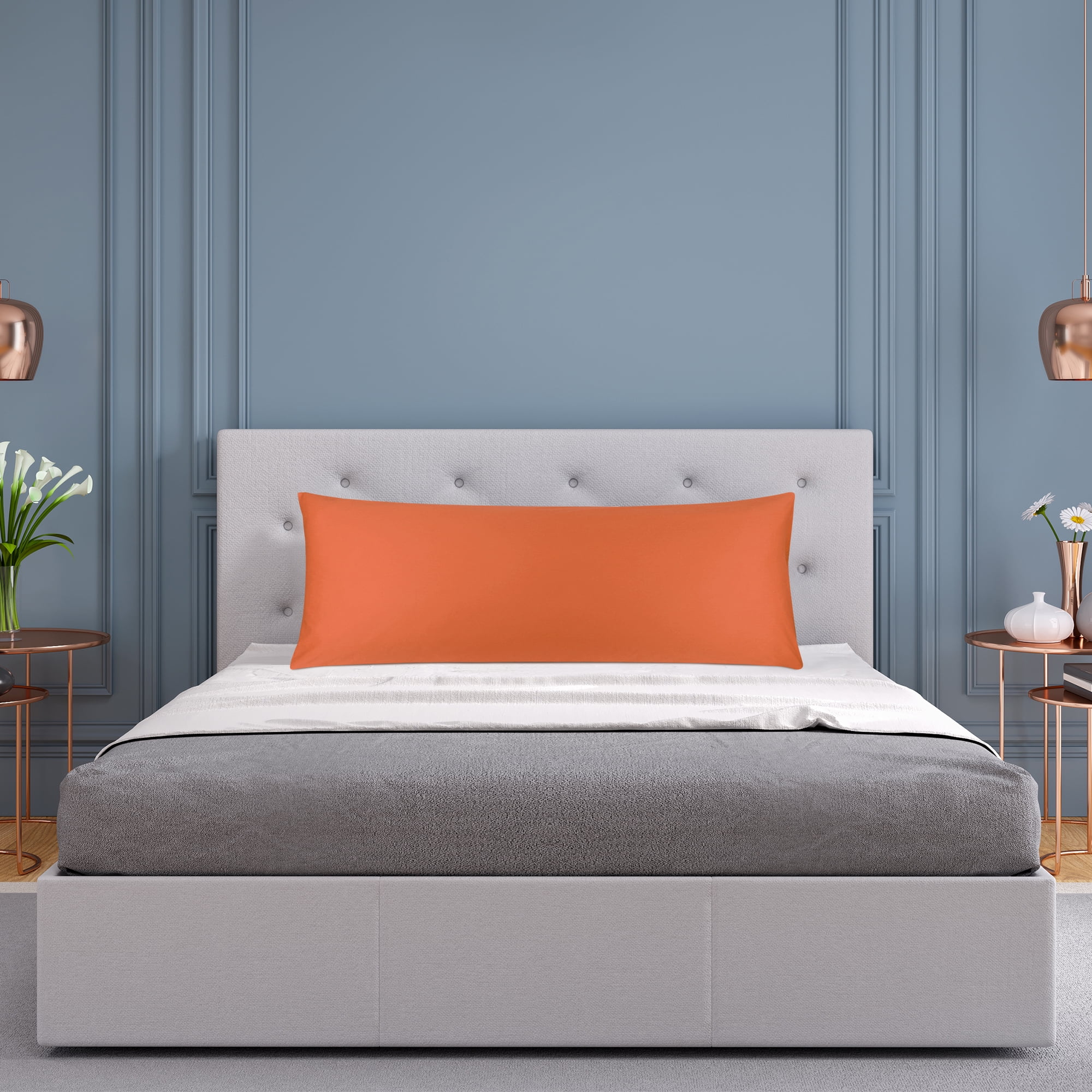 3 Pack Breathable Egyptian Cotton Body Pillow Covers, 20" x 72", Orange