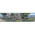 thumbnail image 2 of Concord Wallcoverings Wallpaper Border Place Pattern City Houses Gardens Harbor for Living Room Cottage, Blue Green Brown Red White Grey, 6 Inches by 15 Feet 00029165, 2 of 4