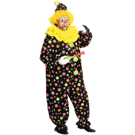 Neon Dotted Clown Adult Halloween Costume - One