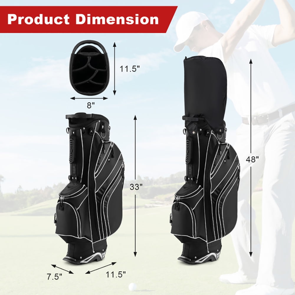Spaco Golf Stand Cart Bag with 6-Way Divider Carry Pockets-Black, Golf Stand Bag for Men & Women,Multiple Pockets, Lightweight & Durable