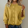 thumbnail image 3 of Holzkary Button Down Cardigans Sweater for Women Loose Crewneck Long Sleeve Knitted Casual Oversize Cropped Pullover Fall Trendy Winter Fashin 2026 Business Casual Sweaters for Women Yellow L, 3 of 4