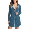 thumbnail image 2 of ClodeEU Women's Zip Long Sleeve Hooded UV Protection Long Jacket ,Casual Solid Color Coat with Pockets Navy,Women's Plus XXXL, 2 of 6