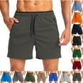 thumbnail image 3 of sovlvnd Mens Summer Swim Shorts Men's Solid Color Sports Fitness Training Breathable Holiday Mesh Beach Shorts Zipper Pockets Cropped Pants S, Silver, 3 of 3