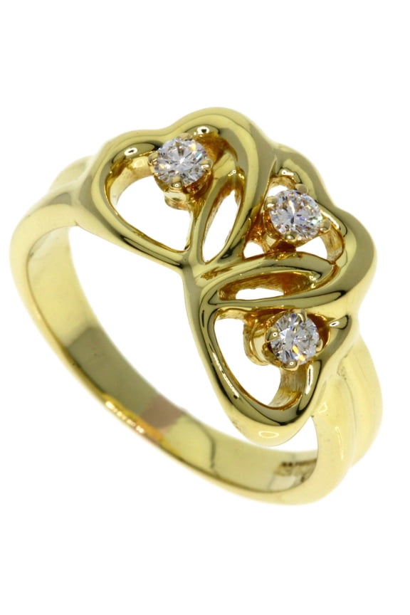 Pre-Owned Tiffany & Co. Triple Heart 3-Diamond Ring, 18K Yellow Gold, Women's.
