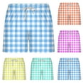 thumbnail image 4 of MIUOWANP Men's Drawstring Elastic Waist Sport Shorts with Pockets Checkered Print Stylish Textured Three-Point Beach Shorts Sky Blue XXL, 4 of 4