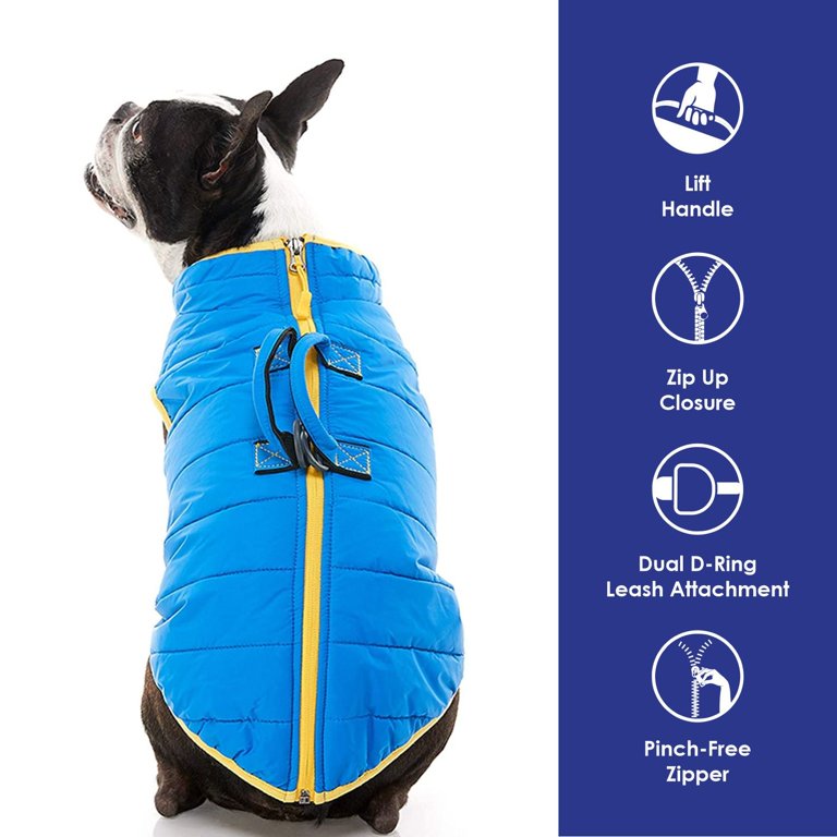Gooby Padded Dog Vest Lift - Blue, Large - Dog Jacket Coat with