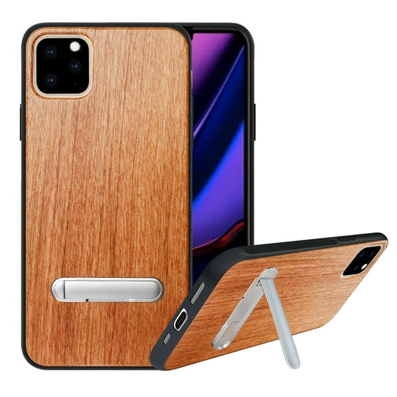 Labanema Apple iPhone 11 Pro (2019) 5.8" Case, Apple iPhone 11 Pro (2019) 5.8" Cover with Metal Kickstand, Natural Wood TPU Cover, Anti Scratch Case for Apple iPhone 11 Pro (2019) 5.8" (Wood)
