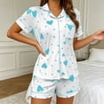 thumbnail image 5 of Swanpen Women's Heart Print Ribbed Pajama Button Front Short Sleeve Set Lapel Top with Matching Shorts for Summer Home Wear, 5 of 6