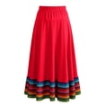 thumbnail image 7 of Costeam Womens Ethnic Print Flowy Midi Skirt Full Elastic High Waist Wide Swing Hem Lightweight Breathable Loose Dance Performance A Line Skirts, 7 of 7