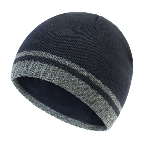 Trayknick Winter Men Beanie Hat Color Matching Plush Thickened Knitting Beanie Cap for Outdoor