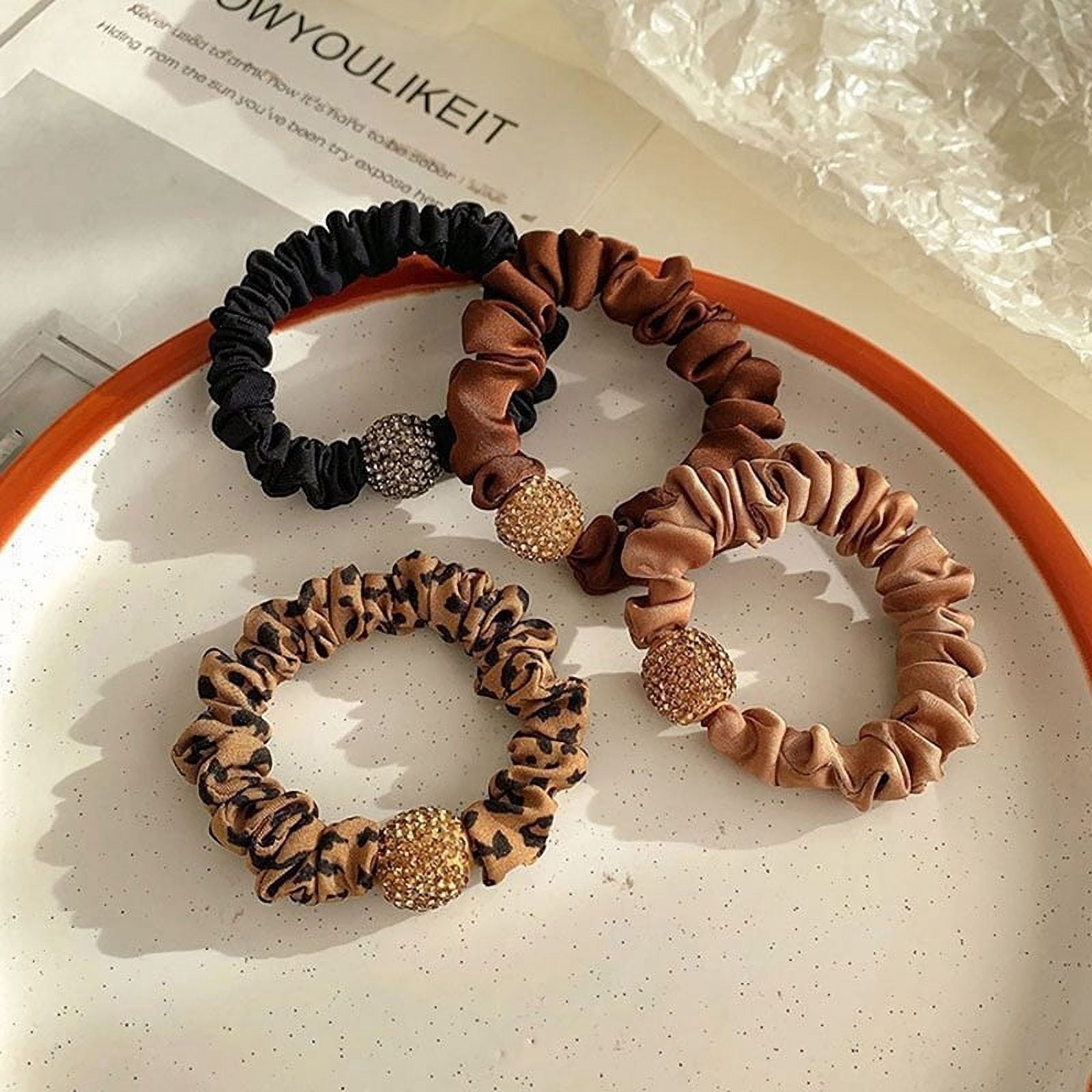 Colorful Hair Scrunchies Caramel Colored Bow Bear Beads Flowers Hair Rope Elastic Hair Bands Girls Women Girl Accessories