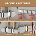 thumbnail image 5 of 4 Racks and 5 Hook Broom Mop Holder with Hooks Wall Mounted Broom Storage Rack No Drilling Self-Adhesive Mop Broom Organizer Mop Holder Hanger for Bathroom Office Kitchen Closet Garage, 5 of 7