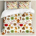 thumbnail image 3 of Gingerbread Man Duvet Cover Set Queen Size, Festive Christmas Icons Graphic Pattern Star Figures Cookies Apples Bells, Decorative 3 Piece Bedding Set with 2 Pillow Shams, Multicolor, by Ambesonne, 3 of 3